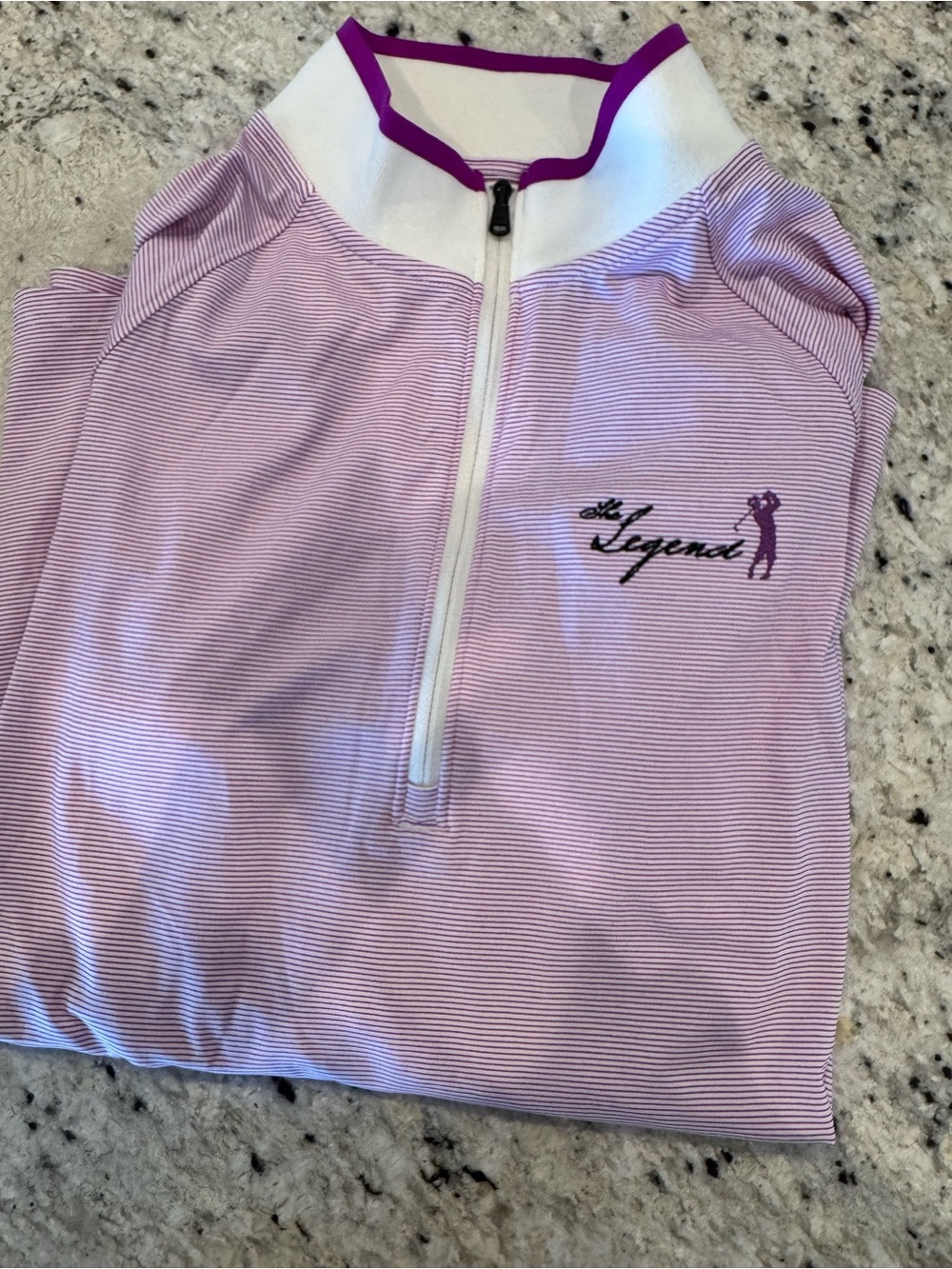 Women's Purple Golf Striped Half-Zip Top